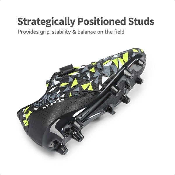 Kids Hook-and-loop Strap Soccer Cleats - BLACK NEON GREEN - 2